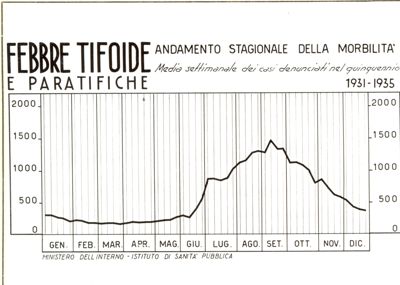 Diagramma riguardante l'andamento stagionale della morbilità per Febbre Tifoide e Infezioni Paratifiche