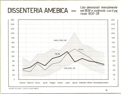 Diagramma riguardante i casi denunciati mensilmente di dissenteria amebica