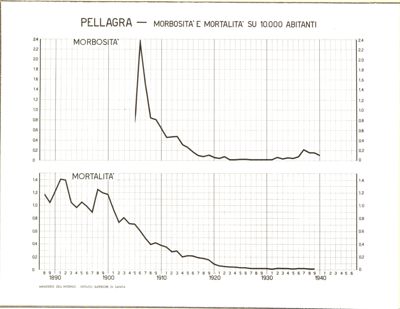 Diagramma riguardante la morbosità e mortalità per la pellagra