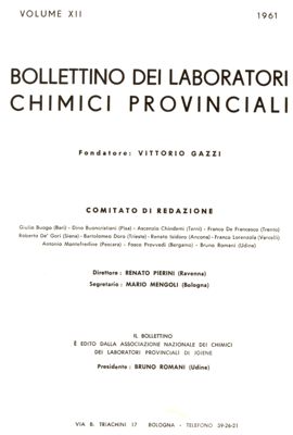 Dal Bollettino dei Laboratori Chimici Provinciali - 1961