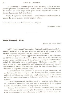 Dal Bollettino dei Laboratori Chimici Provinciali - 1961