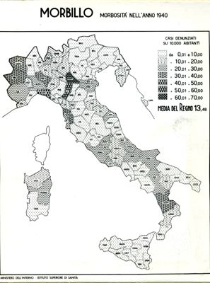 Cartogramma riguardante la morbosità per morbillo