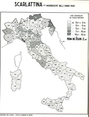 Cartogramma riguardante la morbosità per scarlattina