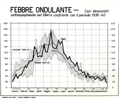 Diagramma riguardante i casi denunciati settimanalmente nel 1941 per febbre ondulante