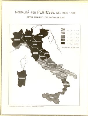 Cartogramma riguardante la mortalità per pertosse nel periodo 1900-1902