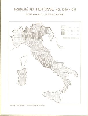 Cartogramma riguardante la mortalità per pertosse nel periodo 1940-1941