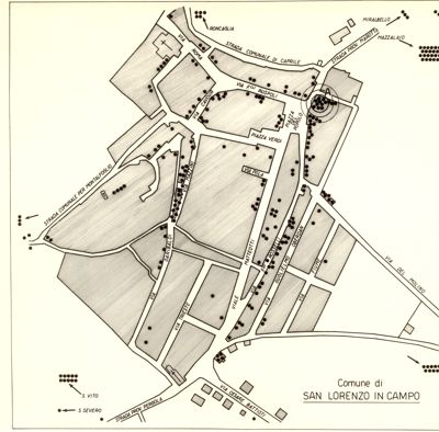 Cartogramma riguardante i focolai della febbre Q. nel comune di S. Lorenzo in Campo