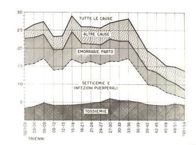 Andamento della mortalità materna per varie cause