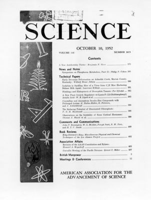 Frontespizio della Rivista:  Science Vol. 116