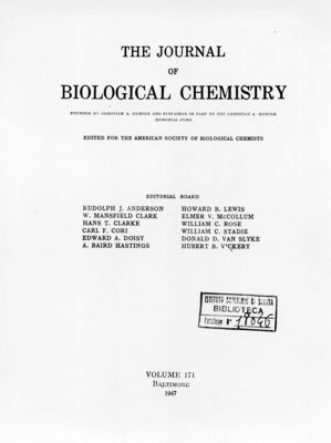 Frontespizio della Rivista: The Journal of Biological Chemistry. Vol. 171