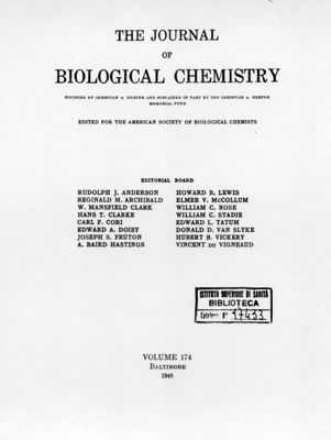 Frontespizio della rivista: The Journal of Biological Chemistry. Vol. 174