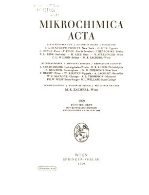 Frontespizio del volume Mikrochimica Acta