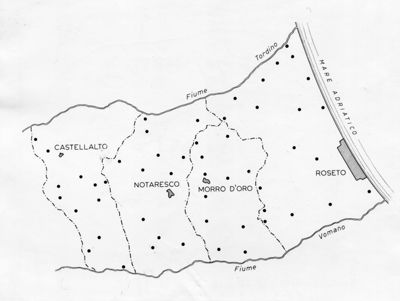 Carta topografica del territorio Teramano (Abruzzo): comuni di Castellalto, Notaresco, Morro d'Oro e Roseto