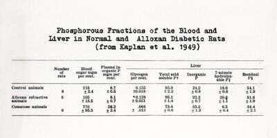 Frazioni di fosforo nel sangue e nel fegato di ratti normali e diabetici per allossana