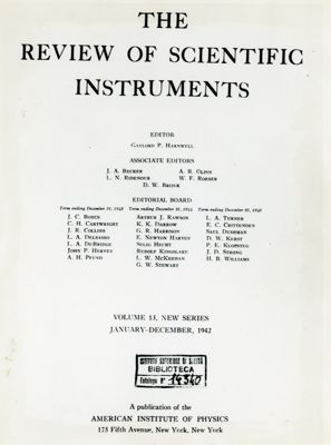 The Review of Scientific Instruments Vol 13 - anno 1942