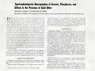 Spectrophotometric Determination of Arsenic, Phosphorus and Silicon in the Presence of Each Other