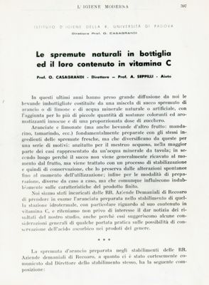 Le spremute naturali in bottiglia ed il loro contenuto in vitamina C