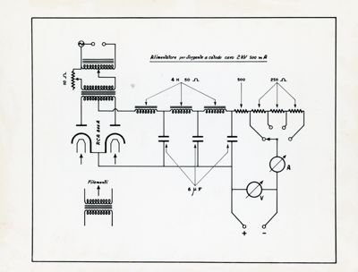 Disegno schematico di alimentatore per sorgente a catodo cavo