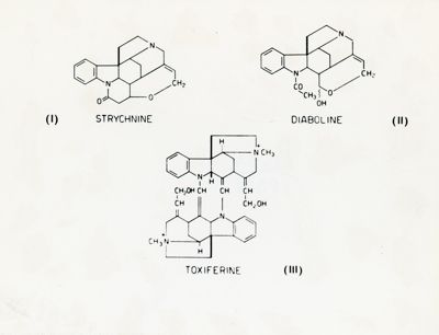 Formule di struttura di Strychine, Diaboline e Toxiferine