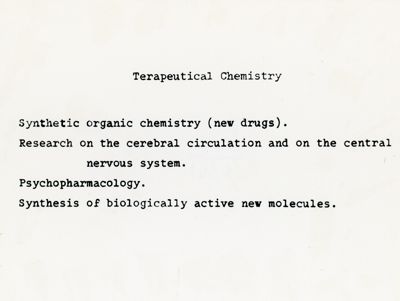 Attività del laboratorio di Chimica Terapeutica