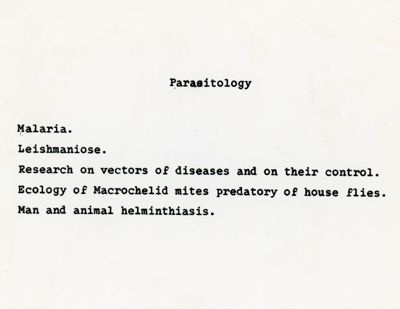 Attività del laboratorio di Parassitologia