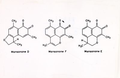 Formule di struttura di Mansonone D, Mansonone F e Mansonone E