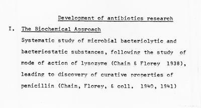 Sviluppo della ricerca sugli antibiotici: studi di Chain & Florey (1938) e di Chain, Florey & coll. (1940-1941)