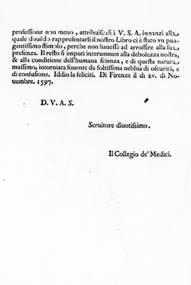 Lettera del Collegio de' Medici (1597)