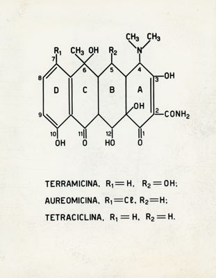 Tav. 87 - Formule della Terramicina, della Aureomicina e della Tetraciclina