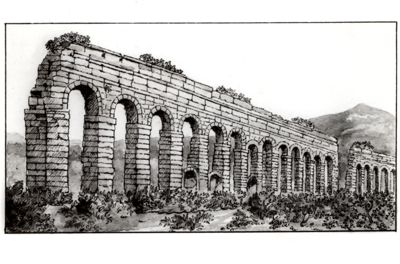 Immagini degli acquedotti dell'Acqua Claudia di Roma e dell'acquedotto di Nimes