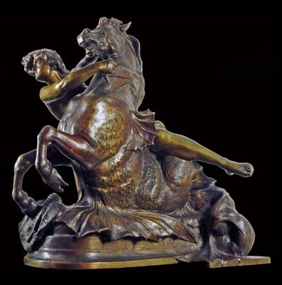 scultura Naiade e cavallo marino